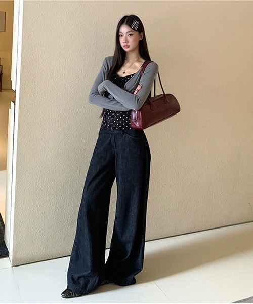 AsheKsha(アシクシャ)の「グレー×黒ドットトップス(Tシャツ/カットソー・レディース・グレー・M)」の6枚目の写真
