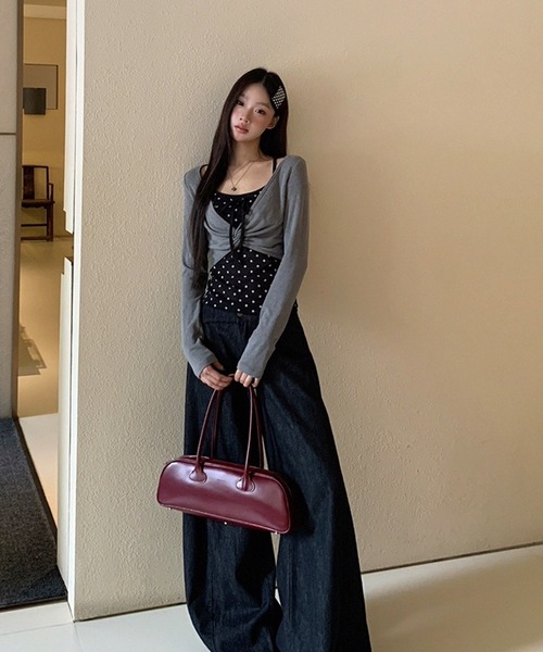 AsheKsha(アシクシャ)の「グレー×黒ドットトップス(Tシャツ/カットソー・レディース・グレー・M)」の7枚目の写真