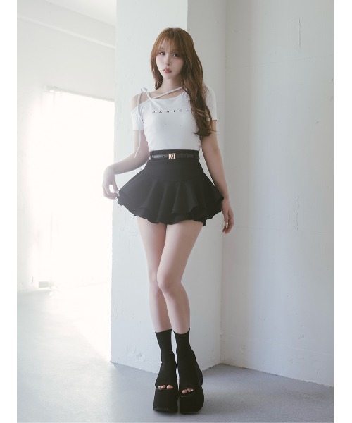 Darich(ダーリッチ)の「ダブルフレアミニスカート(スカート・レディース・ブラック/グレー/ホワイト・M/S)」の4枚目の写真