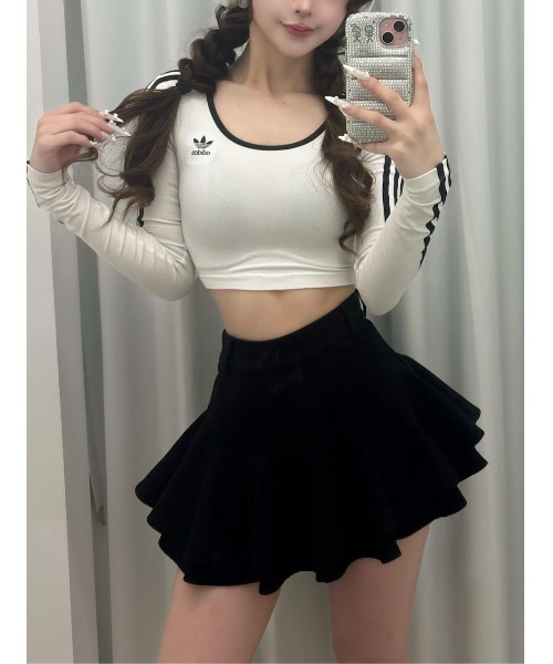 Darich(ダーリッチ)の「ダブルフレアミニスカート(スカート・レディース・ブラック/グレー/ホワイト・M/S)」の18枚目の写真