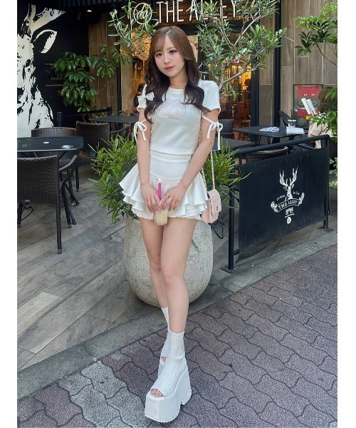 Darich(ダーリッチ)の「ダブルフレアミニスカート(スカート・レディース・ブラック/グレー/ホワイト・M/S)」の19枚目の写真