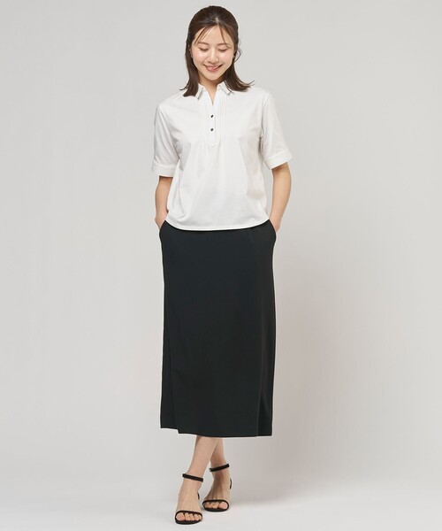 J.PRESS Ladies(J.プレス レディス)の「ドライコットン ポロ カットソー(Tシャツ/カットソー・レディース・ネイビー系/グレー系/ホワイト系・SMALL)」の5枚目の写真