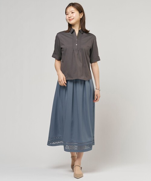 J.PRESS Ladies(J.プレス レディス)の「ドライコットン ポロ カットソー(Tシャツ/カットソー・レディース・ネイビー系/グレー系/ホワイト系・SMALL)」の9枚目の写真
