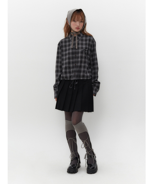 TUOMIO（トゥオミオ）の「STRAPPY CHECK SHIRT [BLACK]（シャツ/ブラウス・レディース・その他・1/2）」の6枚目の写真
