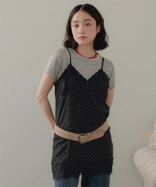 miette(ミエット)の「レース付きキャミソールミニ丈ワンピース(ワンピース・レディース・ブラック/ブラウン/オフホワイト/ネイビー・FREE)」の16枚目の写真