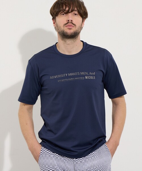 HIDEAWAYS NICOLE（ハイダウェイニコル）の「メタルジェルプリント半袖Tシャツ（Tシャツ/カットソー・メンズ・ネイビー/ホワイト/ライトグレー/ブラック/ブルー・XL/M/L）」の4枚目の写真