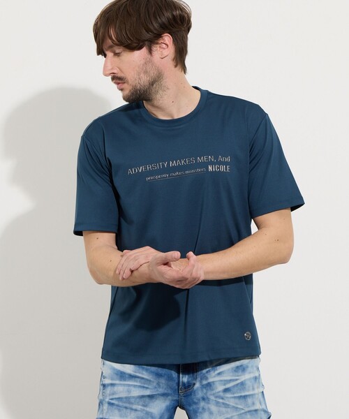 HIDEAWAYS NICOLE（ハイダウェイニコル）の「メタルジェルプリント半袖Tシャツ（Tシャツ/カットソー・メンズ・ネイビー/ホワイト/ライトグレー/ブラック/ブルー・XL/M/L）」の5枚目の写真