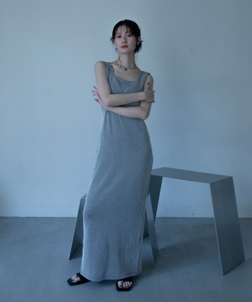 VACANCY(ヴァカンシー)の「ストライプ配色ロング丈ワンピース(ワンピース・レディース・グリーン/ネイビー/ホワイト×ブラック・FREE)」の8枚目の写真