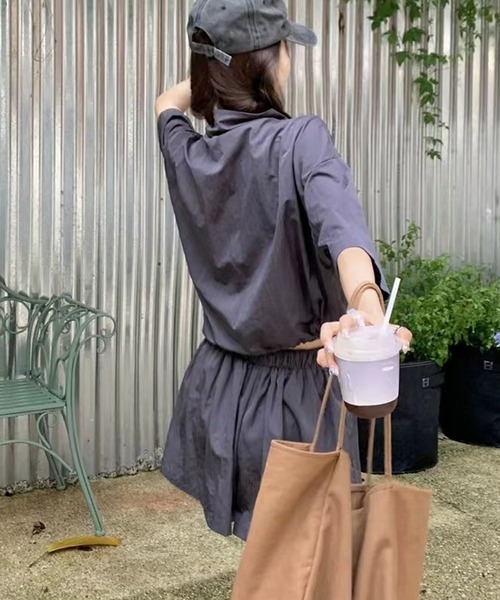 GLAMOROUS JANE(グラマラスジェーン)の「ナイロン半袖ジップトップス×ウエストゴムショートパンツ 2点セット(セットアップ・レディース・グレー/チャコールグレー・M/L)」の11枚目の写真