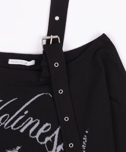 FANCY CLUB(ファンシークラブ)の「【FANCY CLUB】ONE-SHOULDER BUCKLE SWEATSHIRT / 【ファンシークラブ】ワンショルダーバックルスウェットシャツ(スウェット・レディース・ブラック/グレー・ONE SIZE)」の11枚目の写真