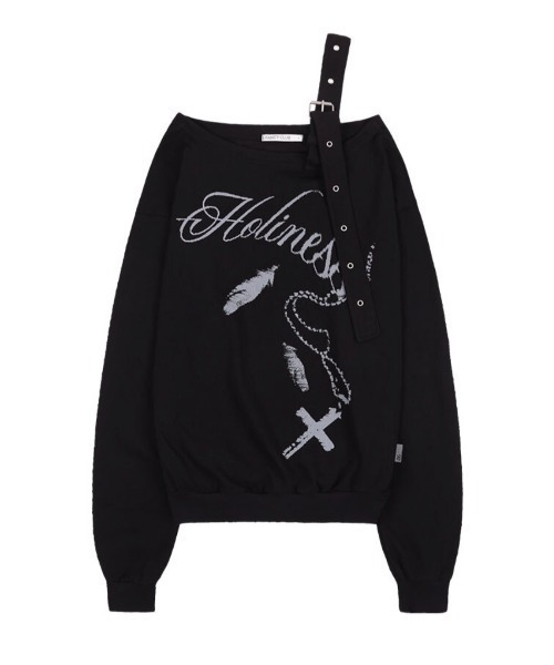 FANCY CLUB(ファンシークラブ)の「【FANCY CLUB】ONE-SHOULDER BUCKLE SWEATSHIRT / 【ファンシークラブ】ワンショルダーバックルスウェットシャツ(スウェット・レディース・ブラック/グレー・ONE SIZE)」の9枚目の写真