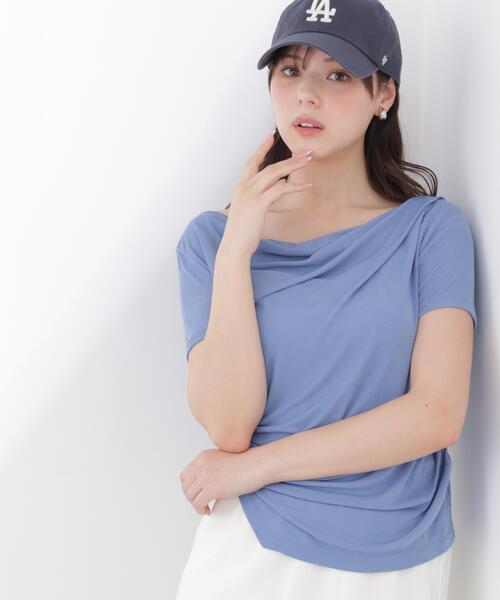 PROPORTION BODY DRESSING(プロポーションボディドレッシング)の「<a>アシメドレーププルオーバー / 1216169404(Tシャツ/カットソー・レディース・ブルー/ブラック/ホワイト・FREE)」の1枚目の写真