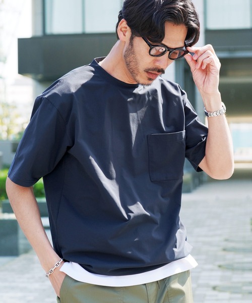 速乾 アクティブモバイル ドローコード ポケット付き Tシャツ（Tシャツ
