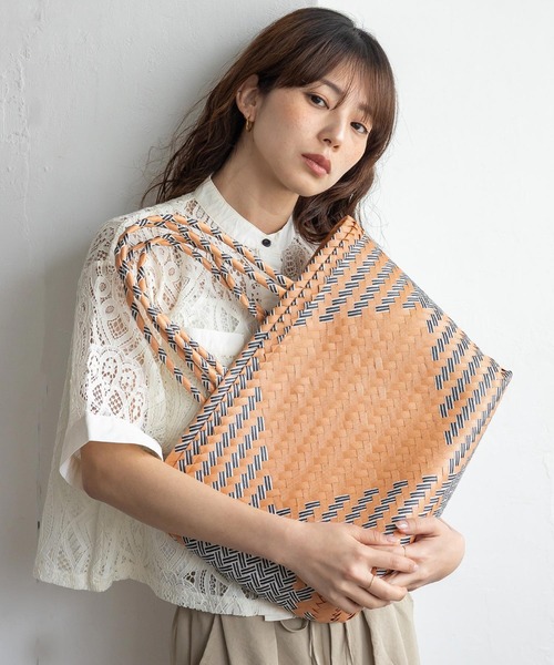 VitaFelice(ヴィータフェリーチェ)の「パサールバッグミックス(L) メルカド(かごバッグ・レディース・グリーン系/オレンジ/イエロー×グレー/ブルー系/パープル・FREE)」の5枚目の写真