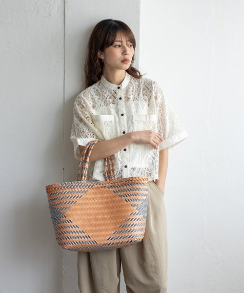 VitaFelice(ヴィータフェリーチェ)の「パサールバッグミックス(L) メルカド(かごバッグ・レディース・グリーン系/オレンジ/イエロー×グレー/ブルー系/パープル・FREE)」の17枚目の写真
