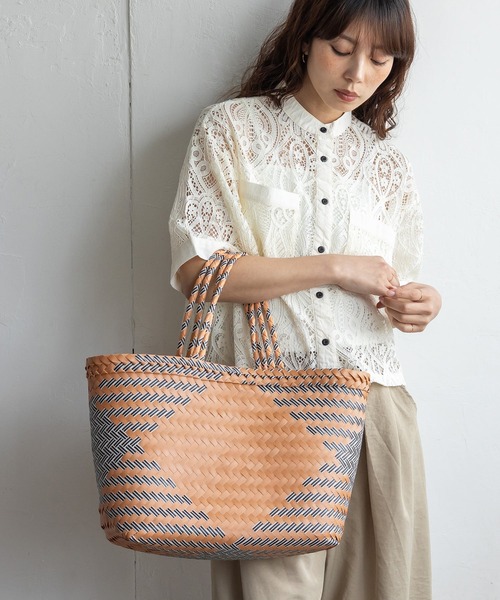VitaFelice(ヴィータフェリーチェ)の「パサールバッグミックス(L) メルカド(かごバッグ・レディース・グリーン系/オレンジ/イエロー×グレー/ブルー系/パープル・FREE)」の19枚目の写真