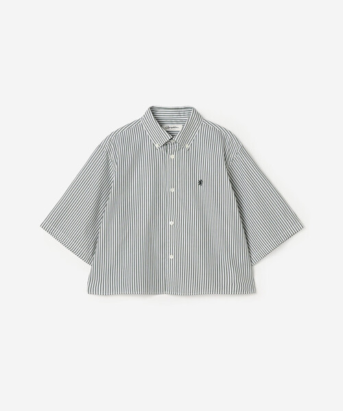 GYMPHLEX(ジムフレックス)の「Gymphlex | ショート ボタンダウン半袖シャツ STRIPE WOMEN(シャツ/ブラウス・レディース・グリーン系その他・14)」の2枚目の写真