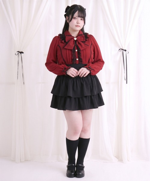 DearMyLoveWhip（ディアマイラブホイップ）の「ハートレースフリルたっぷりブラウス（シャツ/ブラウス・レディース・ホワイト/ブラック/ベビーピンク/ボルドー・5L/4L/6L）」の12枚目の写真