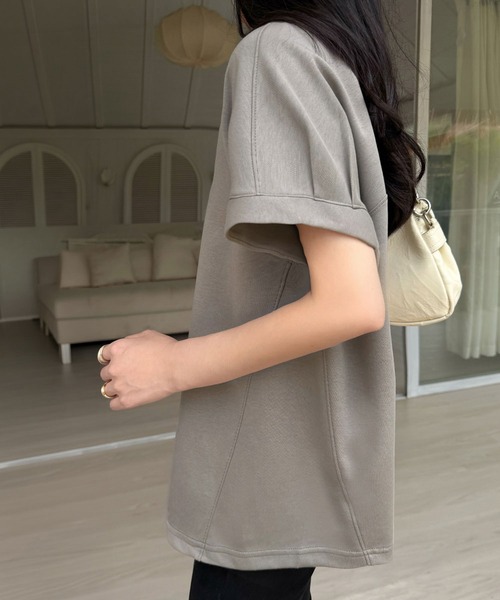 LOWO(ロワ)の「クルーネックラグランスリーブ無地トップス(Tシャツ/カットソー・レディース・ベージュ/カーキ/ブラック・FREE)」の17枚目の写真