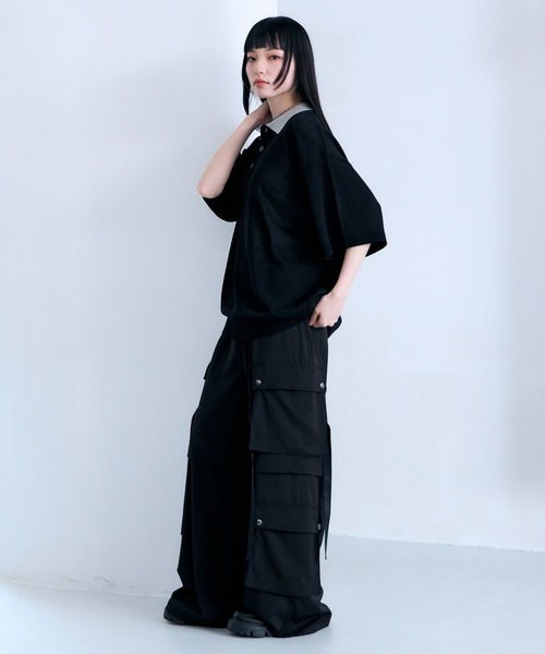 RAGEBLUE(レイジブルー)の「Bi-collar Knit Polo Shirt / バイカラーニットポロシャツ(ポロシャツ・メンズ・グレー/ベージュ/ブラック・MEDIUM/LARGE)」の12枚目の写真