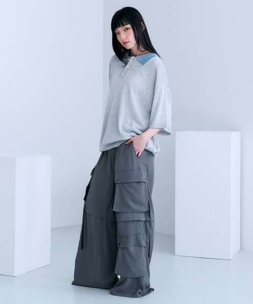 RAGEBLUE(レイジブルー)の「Bi-collar Knit Polo Shirt / バイカラーニットポロシャツ(ポロシャツ・メンズ・グレー/ベージュ/ブラック・MEDIUM/LARGE)」の19枚目の写真