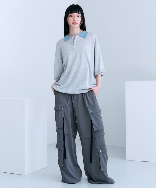 RAGEBLUE(レイジブルー)の「Bi-collar Knit Polo Shirt / バイカラーニットポロシャツ(ポロシャツ・メンズ・グレー/ベージュ/ブラック・MEDIUM/LARGE)」の17枚目の写真