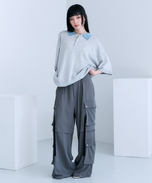 RAGEBLUE(レイジブルー)の「Bi-collar Knit Polo Shirt / バイカラーニットポロシャツ(ポロシャツ・メンズ・グレー/ベージュ/ブラック・MEDIUM/LARGE)」の18枚目の写真