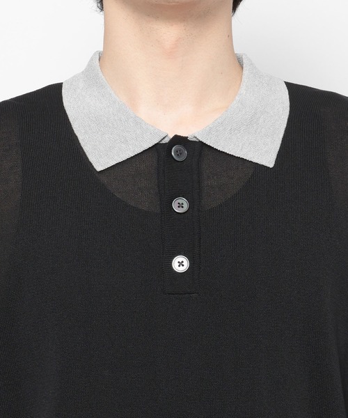 RAGEBLUE(レイジブルー)の「Bi-collar Knit Polo Shirt / バイカラーニットポロシャツ(ポロシャツ・メンズ・グレー/ベージュ/ブラック・MEDIUM/LARGE)」の5枚目の写真