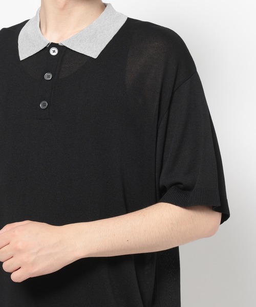 RAGEBLUE(レイジブルー)の「Bi-collar Knit Polo Shirt / バイカラーニットポロシャツ(ポロシャツ・メンズ・グレー/ベージュ/ブラック・MEDIUM/LARGE)」の6枚目の写真