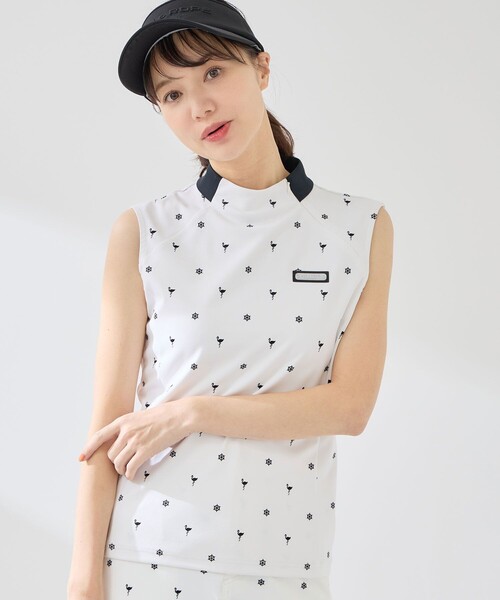 JUN&ROPE'(ジュンアンドロペ)の「小紋総柄プリントノースリーブプルオーバー/UV・接触冷感(Tシャツ/カットソー・レディース・ブラック/ベージュ/ホワイト・S/M/L)」の2枚目の写真
