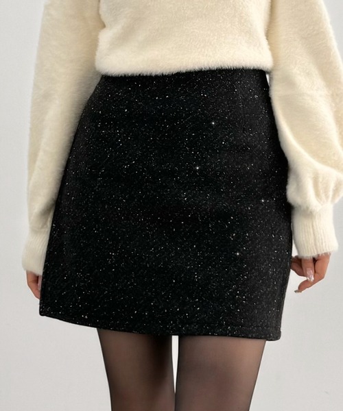 CENEA(セネア)の「ウールライクラメミニスカート(スカート・レディース・ブラウン/ブラック/ベージュ・LARGE/MEDIUM/SMALL)」の1枚目の写真