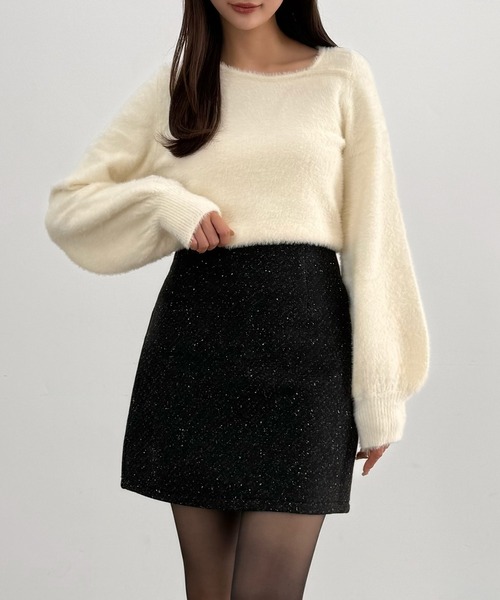 CENEA(セネア)の「ウールライクラメミニスカート(スカート・レディース・ブラウン/ブラック/ベージュ・LARGE/MEDIUM/SMALL)」の4枚目の写真