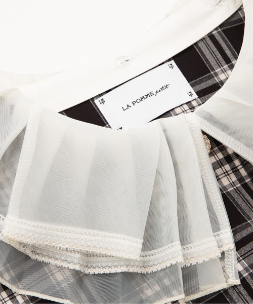 LA POMME petit(ラポミ・プチ)の「Lace Collar Plaid Jacket Set Up(セットアップ・レディース・ネイビー/ブラック・SMALL/MEDIUM)」の7枚目の写真