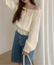 Nia(ニア)/シャーリングオフショルブラウス