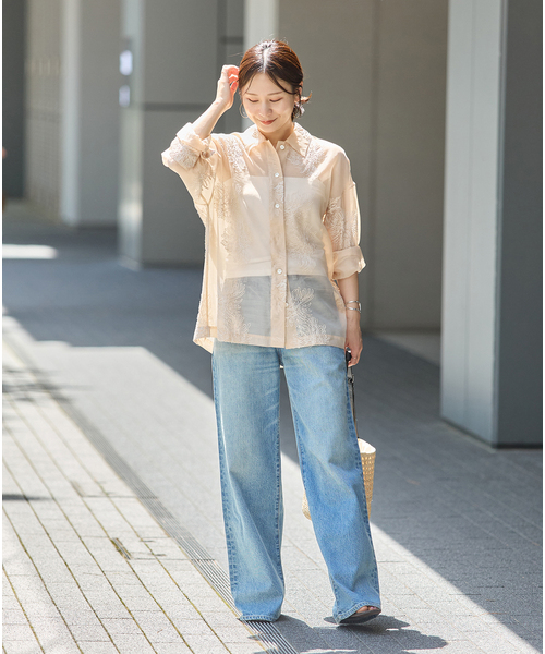 JOURNAL STANDARD(ジャーナルスタンダード)の「《追加2》シアーレースビッグシャツ(シャツ/ブラウス・レディース・ベージュ/ホワイト/ブラック・FREE)」の8枚目の写真