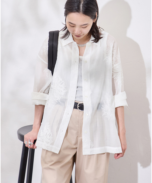 JOURNAL STANDARD(ジャーナルスタンダード)の「《追加2》シアーレースビッグシャツ(シャツ/ブラウス・レディース・ベージュ/ホワイト/ブラック・FREE)」の21枚目の写真