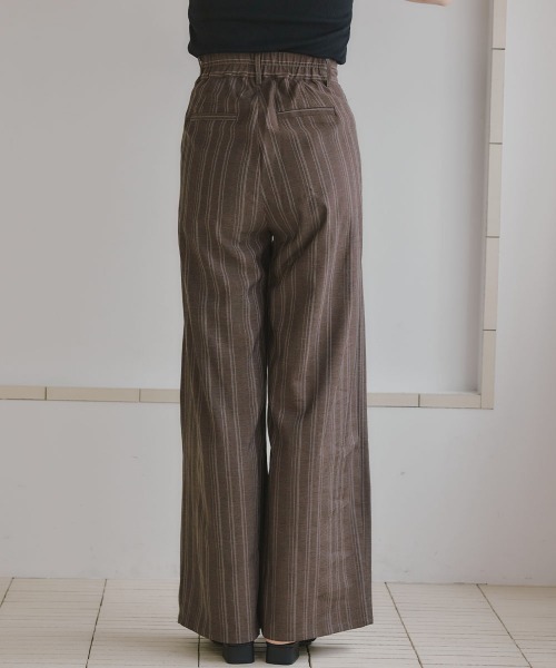 slattgir(スラットジール)の「高身長 リネンストライプタックワイドパンツ(トールサイズ)Essenave(その他パンツ・レディース・ブラウン/キナリ・TL/TLL/T3L/TM)」の20枚目の写真