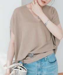 【美シルエット】ライトギマフレンチコクーンニット　(夏服/オフィスカジュアル)