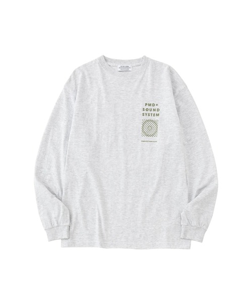 POET MEETS DUBWISE(ポエットミーツダブワイズ)の「POET MEETS DUBWISE/ポエトミーツダブワイズ PMD+SOUND SYSTEM L/S T-Shirt(Tシャツ/カットソー・メンズ・ホワイト/グレー・XL/M/L)」の1枚目の写真