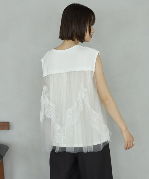 Firsthand(ファーストハンド)の「Firsthand/ファーストハンド オーガニックコットン チュールレース ドッキング トップス(Tシャツ/カットソー・レディース・チャコールグレー/ブラック/ホワイト・FREE)」の18枚目の写真