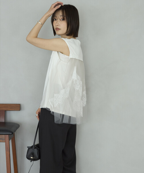 Firsthand(ファーストハンド)の「Firsthand/ファーストハンド オーガニックコットン チュールレース ドッキング トップス(Tシャツ/カットソー・レディース・チャコールグレー/ブラック/ホワイト・FREE)」の22枚目の写真