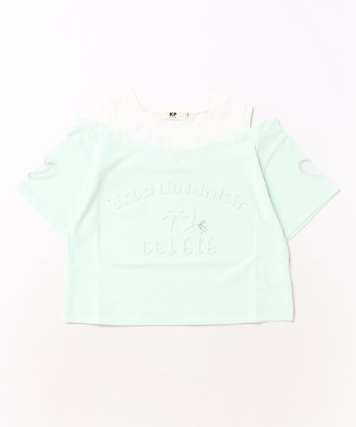 KP(ケーピー)の「エンボス加工ロゴ 肩見せTシャツ(Tシャツ/カットソー・キッズ・ブラック/ミント・120cm/130cm/140cm/150cm/160cm)」の2枚目の写真