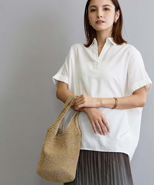 NICOLE white(ニコルホワイト)の「リネン混レギュラーシャツ(シャツ/ブラウス・レディース・ブラック/ブラウン/グリーン/ピンク/オフホワイト・FREE)」の12枚目の写真