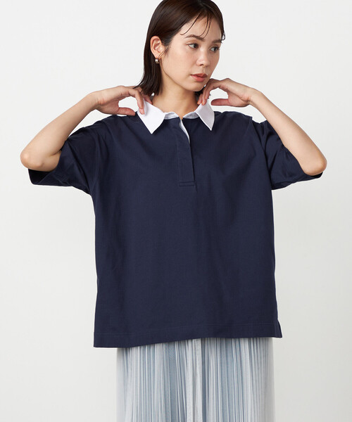 COMME CA ISM(コムサイズム)の「ラガーシャツ(Tシャツ/カットソー・レディース・ネイビー/グレー/ブラック・FREE)」の2枚目の写真