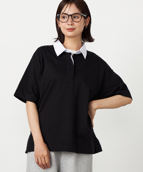 COMME CA ISM(コムサイズム)の「ラガーシャツ(Tシャツ/カットソー・レディース・ネイビー/グレー/ブラック・FREE)」の3枚目の写真