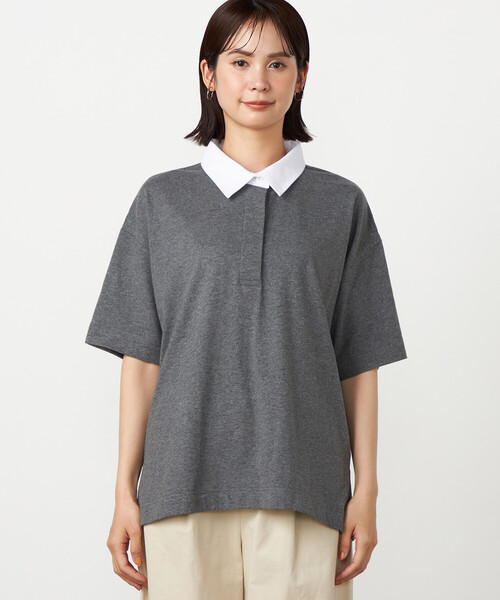 COMME CA ISM(コムサイズム)の「ラガーシャツ(Tシャツ/カットソー・レディース・ネイビー/グレー/ブラック・FREE)」の15枚目の写真