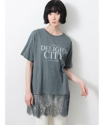 【接触冷感】裾レースロゴプリントチュニック