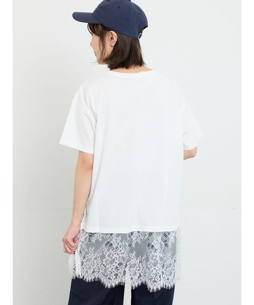 Samansa Mos2（サマンサ モスモス）の「【接触冷感】裾レースロゴプリントチュニック（Tシャツ/カットソー・レディース・ブラック/オリーブ/オフホワイト・F）」の11枚目の写真