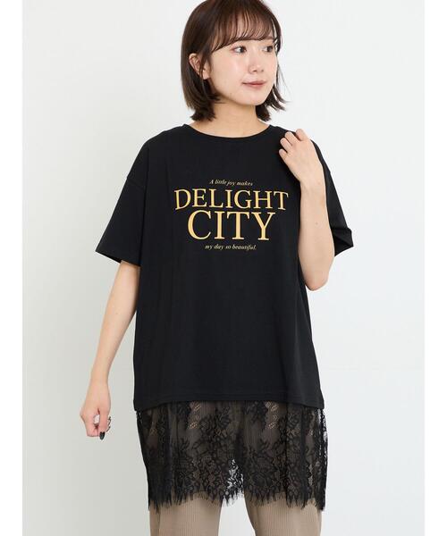 Samansa Mos2（サマンサ モスモス）の「【接触冷感】裾レースロゴプリントチュニック（Tシャツ/カットソー・レディース・ブラック/オリーブ/オフホワイト・F）」の15枚目の写真