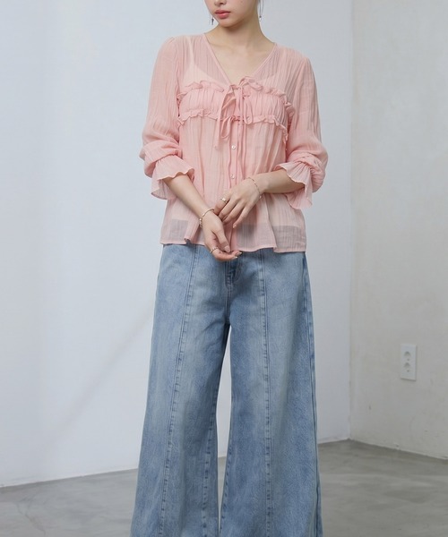 DRESS PLUS(ドレスプラス)の「カーディガン レディース 薄手 長袖(カーディガン/ボレロ・レディース・ピンク/オフホワイト/イエロー/ブラック・M)」の21枚目の写真